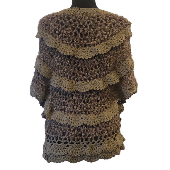 Olive Green Crochet Ruffle Wrap S/M - Picture 8 of 8